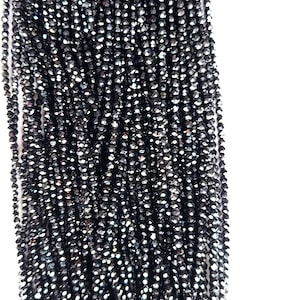 Spinel Black Mystic Rondelle Gemstone Beads - Natural Semi Precious Bead Strand - Sizes 2mm to 7mm - Jewelry Making Supplies