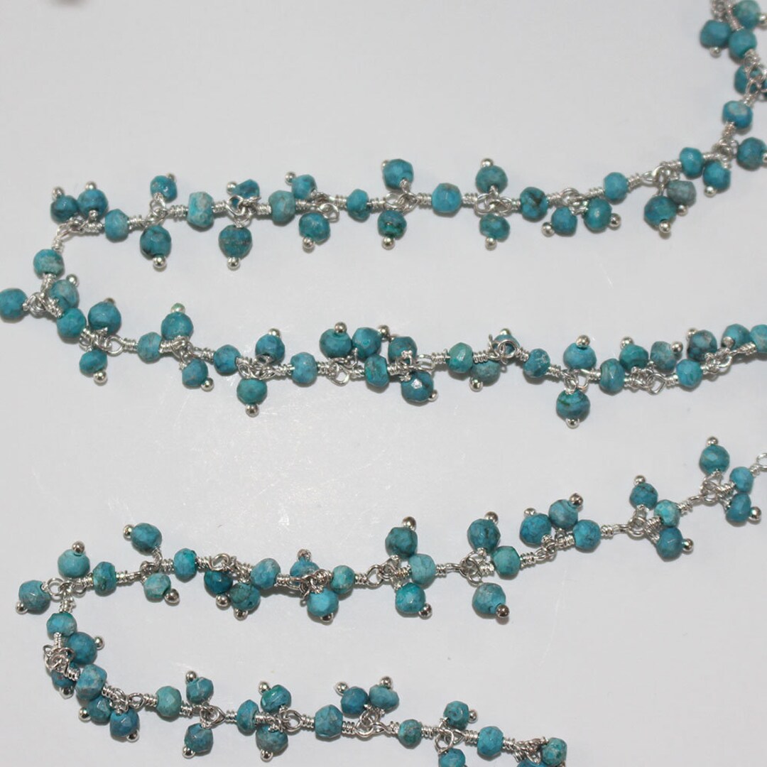 Turquoise Beaded Handmade Rosary Chain Silver Women Jewelry Etsy