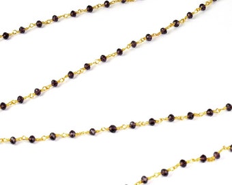 Amethyst 24K Gold Plated Rosary Chain - Jewelry Making Supplies