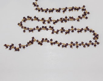 Amethyst Gold Rosary Chain - Jewelry Making Supplies for Necklace, Bracelet, Earring, Anklet - Beaded Gemstone Rosary
