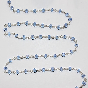 Tanzanite Quartz 3mm Beaded Rosary Chain, 24K Gold Plated