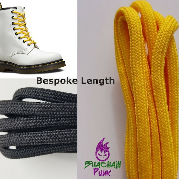Boot Laces Black Yellow Your Own Size Bespoke Hiking Extra Long Round Bootlaces