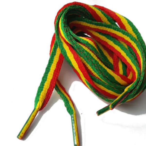 Rasta Jamaican Multi Coloured Flat 10mm Shoes Trainers Extra Long Jamaica New