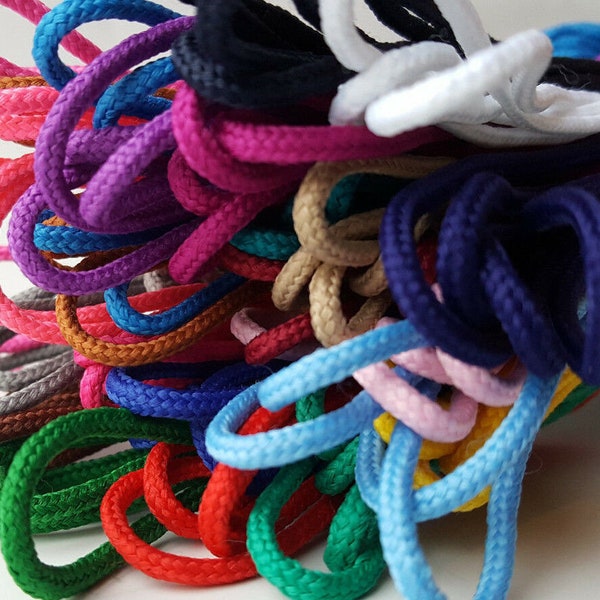 Fine Round Shoe Boot Laces Shoelaces 3mm Brogues Trainers Colours 45cm to 300cm