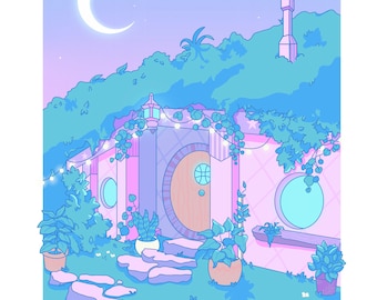 Kawaii Hobbit Shire (Print ONLY)
