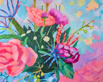 Pink Flowers in Vase  (PRINT ONLY)