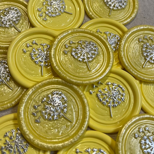 Dandelion wax seal, flower wax seal, wax stamp seal, Dandelion wax stamp, Flower stamps, yellow wax seal, wedding wax stamp, wax stamps