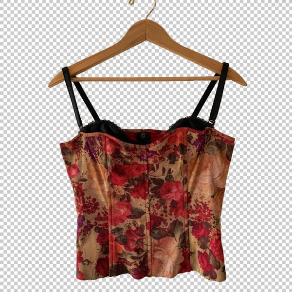 Vintage Victoria's Secret Rose Floral Corset Top // 1990s Bustier Crop Top Large