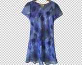 90s Daisy Kaleidoscope Print Layered Dress 8 or 10 90s dELia s Style Blue Floral Sheer Layered Short Sleeve Mini Dress