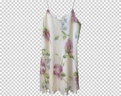 90s Floaty Floral Slip Dress Pastel Yellow Watercolor Roses 1990s Beautiful Cream Delicate Vintage Lingerie Nighty Women 39 s Large