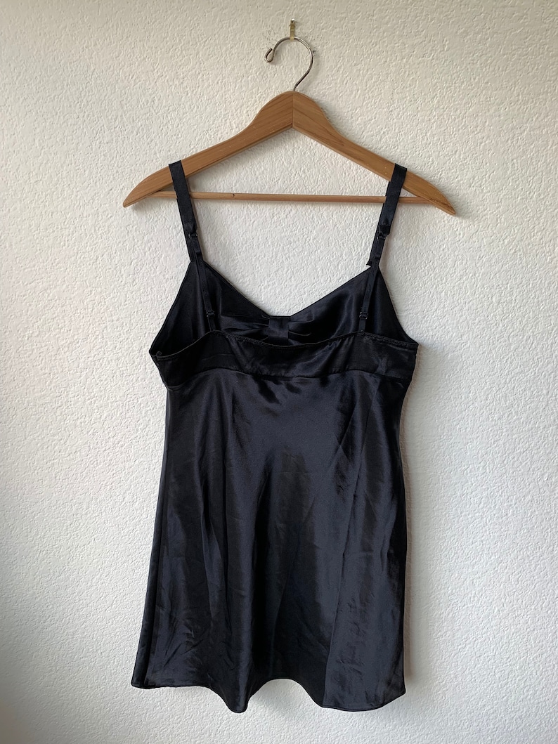 90s Classic Satin Slip Dress Women/'s Medium 90s Black Shiny Romantic Nighty Cute Delicate Lingerie Nightgown Medium