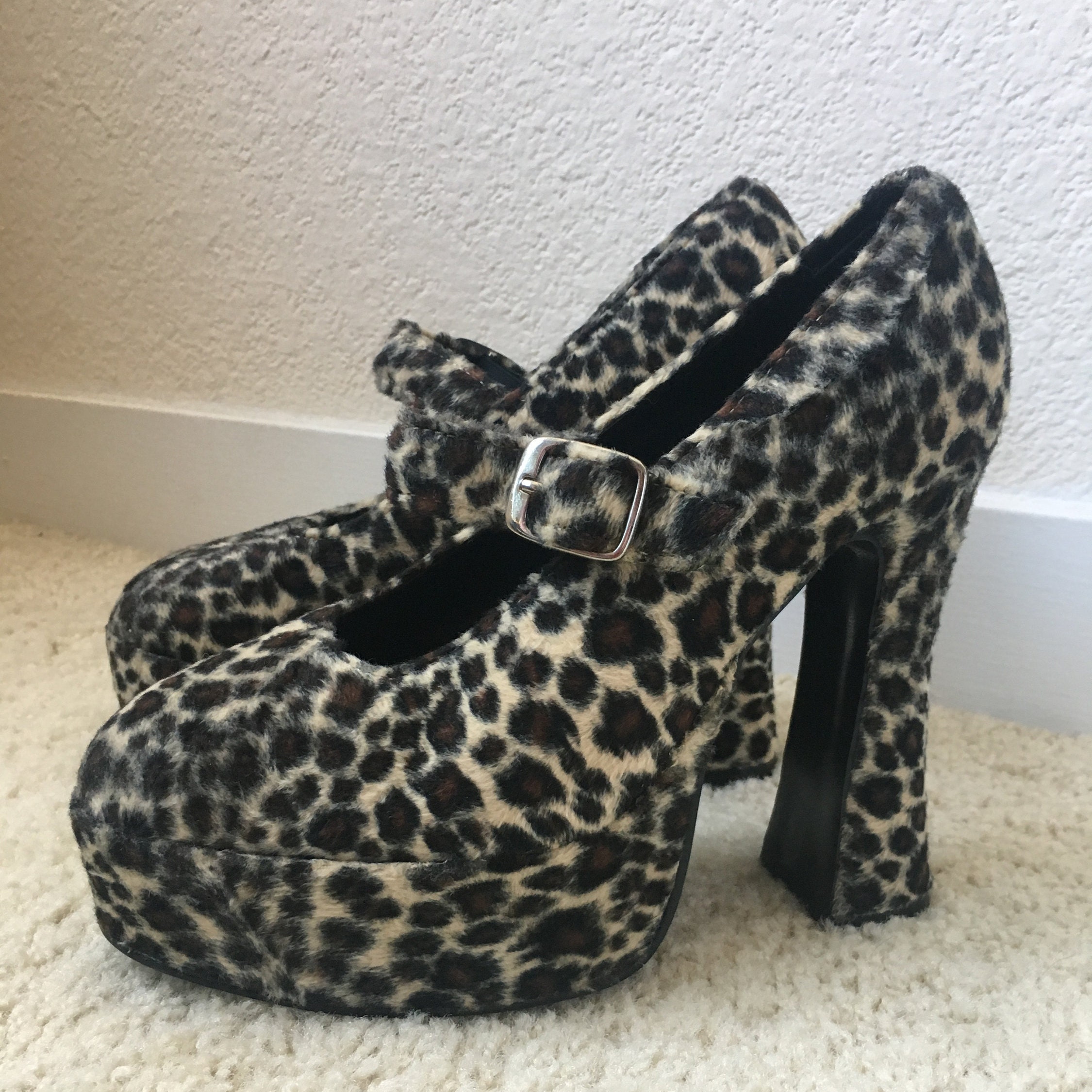 Fuzzy cheetah heels new arrivals
