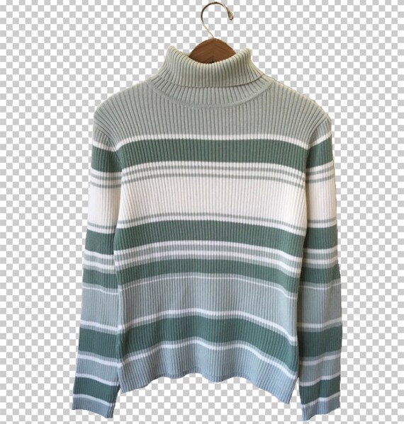 90s Ribbed Striped Turtleneck Sweater 