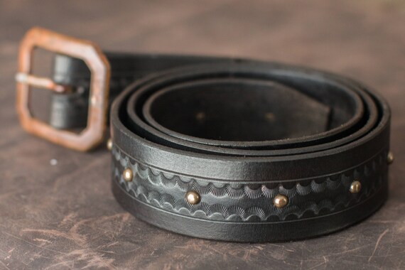 Hand Crafted Leather Belt dark Brown | Etsy