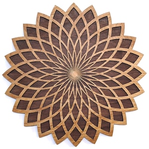 Torus Flower 18" or 22" Laser Cut Wood Wall Art Hanging - Wooden Living Room Wall Decor Sacred Geometry Yoga Meditation Focus