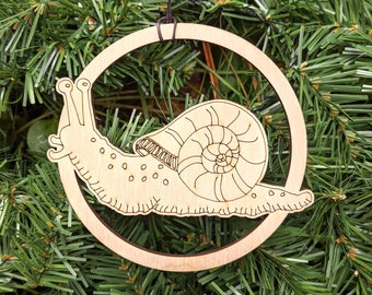 Patient Snail Holiday Ornament - Laser Cut Wood Animal Totem Spirit Xmas Christmas Decoration