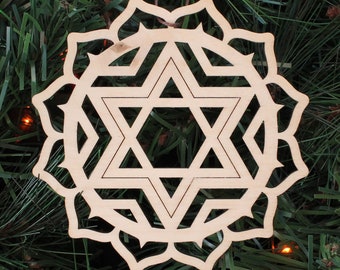 Hart Chakra Symbool Ornament - Laser Gesneden Hout Houten Kerst Kerst Kerst Decoratie