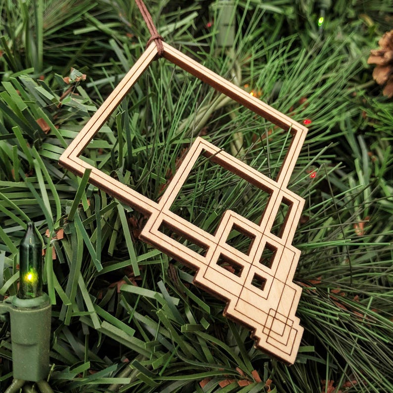 Fibonacci Holiday Ornaments Set of Seven Laser Cut Wood Wooden Golden Spiral Ratio Intricate Phi Math Nautilus Christmas Xmas Decoration image 3