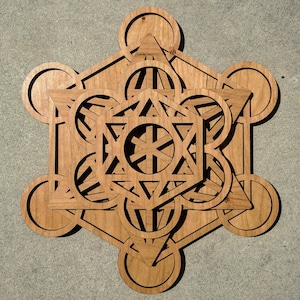 5 Layered Metatron&#39;s Cube 10&quot; Wood Wall Art - Living Room Home Decor Laser Cut Multiple Layer Conscious Meditation Wall Hanging