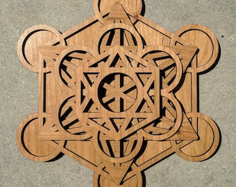 5 Layered Metatron's Cube 18" or 22" Wood Wall Art - Living Room Home Decor Laser Cut Multiple Layer Conscious Meditation Wall Hanging