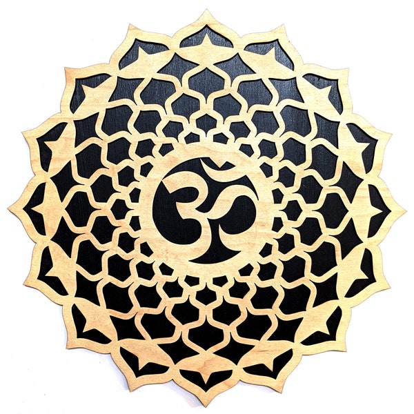 Crown Chakra 10" Laser Cut Wood Wall Art - Living Room Home Decor - Enlightened Sahasrara Enlightenment Sacred Geometry Wooden Hindu