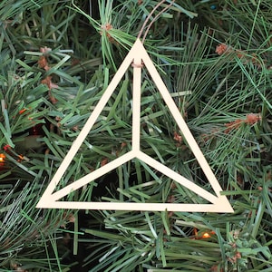 Tetrahedron Platonic Solids Symbol Ornament -  Triangle 3D Shape Laser Cut Wood Wooden Christmas Xmas Decoration