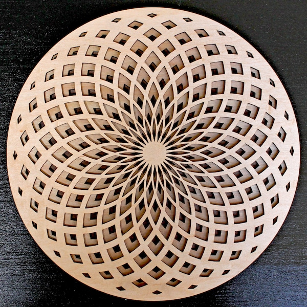 Torus Fade 14" Three Layer Wood Wall Art - Living Room Home Decor Laser Cut Maple Birch Walnut Meditation Circular Sacred Geometry