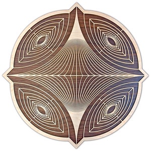 Toroid Horizons Two Layer 22" Wood Wall Art - Wooden Living Room Wall Decor Laser Cut Geometry Maple Birch Walnut Consciousness