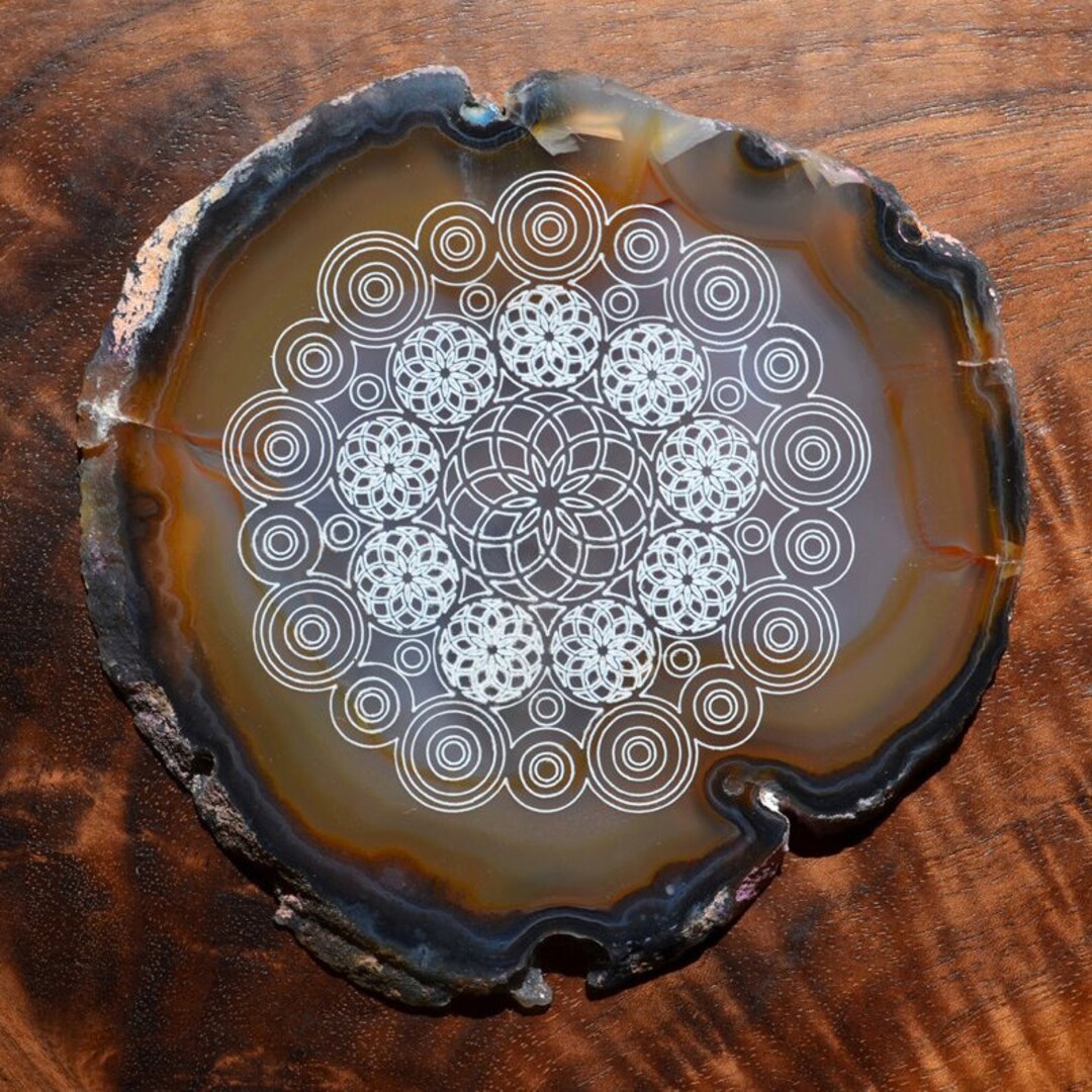 Torus Dreamcatcher Grid Engraved Agate - Sacred Geometry Home Decor by ...