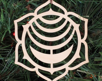 Sacral Chakra Symbool Ornament - Laser Gesneden Hout Houten Kerst Xmas Decoratie