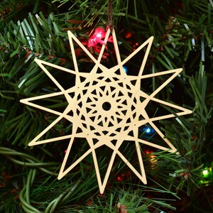 12 Sided Star Fractal Ornament - Holiday Ornament - Sacred Geometry - Laser Cut Wood - Item Number