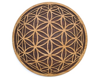 Fiore della vita Orb 18 "o 22" Wood Wall Art - Taglio laser Living Room Decor - Geometria Sacra Yoga Meditazione Ispirazione cosciente