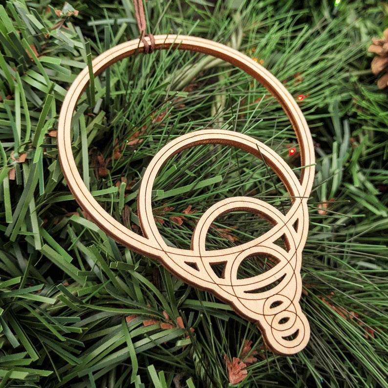 Fibonacci Holiday Ornaments Set of Seven Laser Cut Wood Wooden Golden Spiral Ratio Intricate Phi Math Nautilus Christmas Xmas Decoration image 4