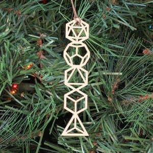 Platonic Solids Ornament - Triangle Hexagon 3D Shape Laser Cut Wood Wooden Christmas Xmas Decoration D20