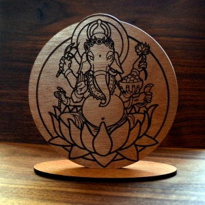 Ganesh Altar - Baltic Birch Sacred Ganesha Meditation Art Decor by LaserTrees