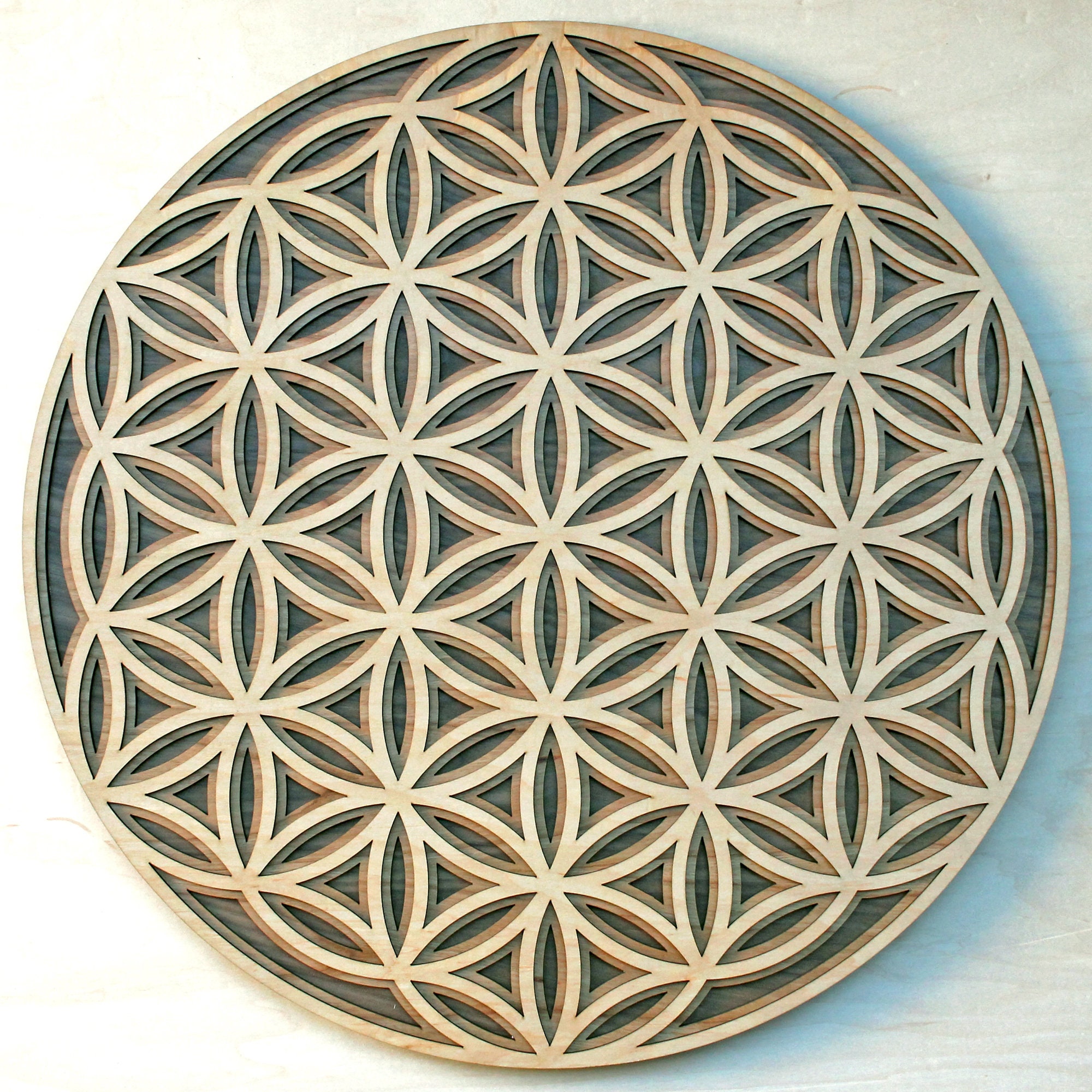 Flower of Life 3 Layer 1822 Wood Wall Art Laser Cut Etsy