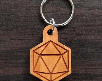 Icosahedron Hardwood Keychain - Precision Laser Cut Sacred Geometry Quality Hand Finished Natural Wood
