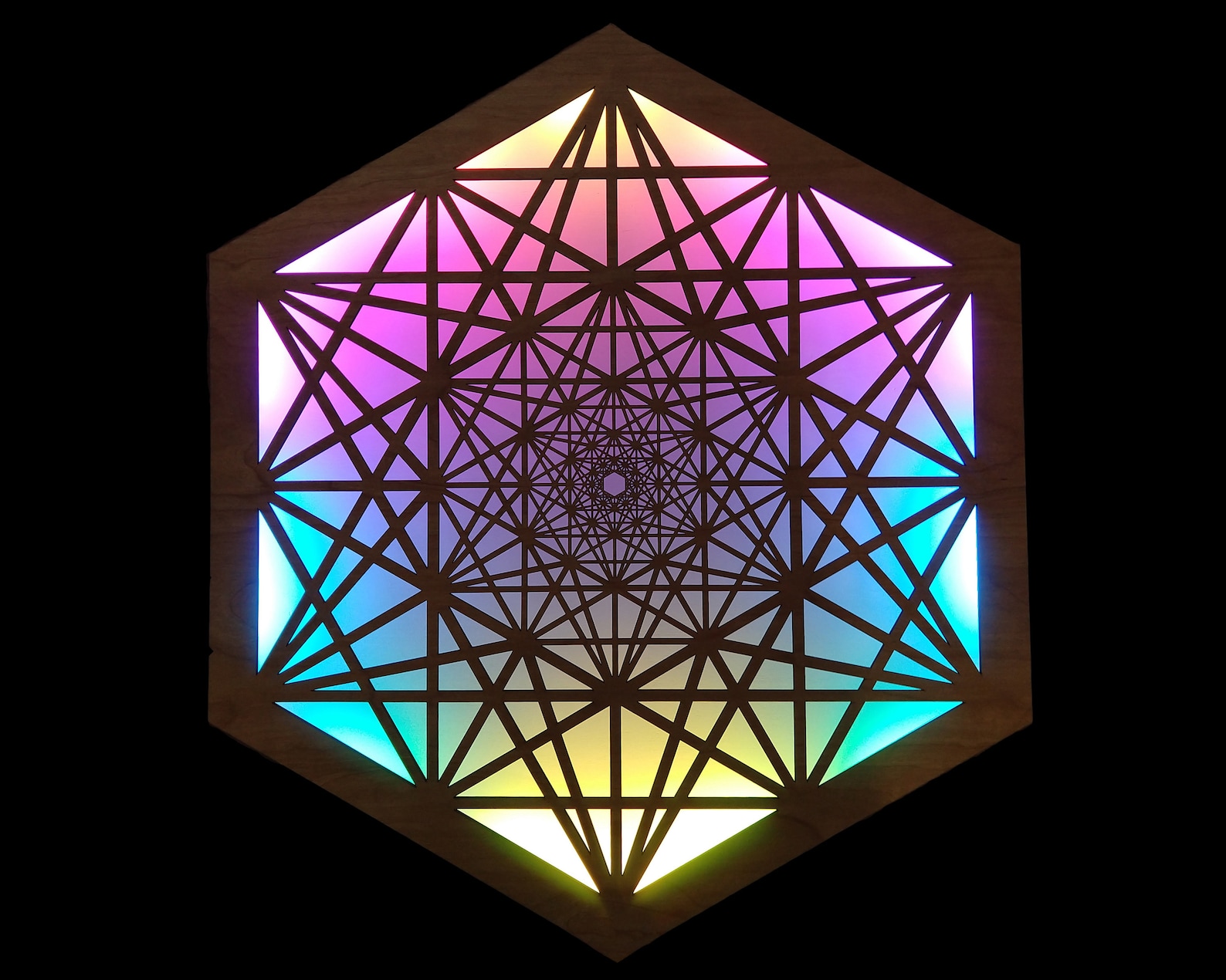 Metatron's Tesseract LED Laser Cut Wall Art Sacred Geometry Programmed