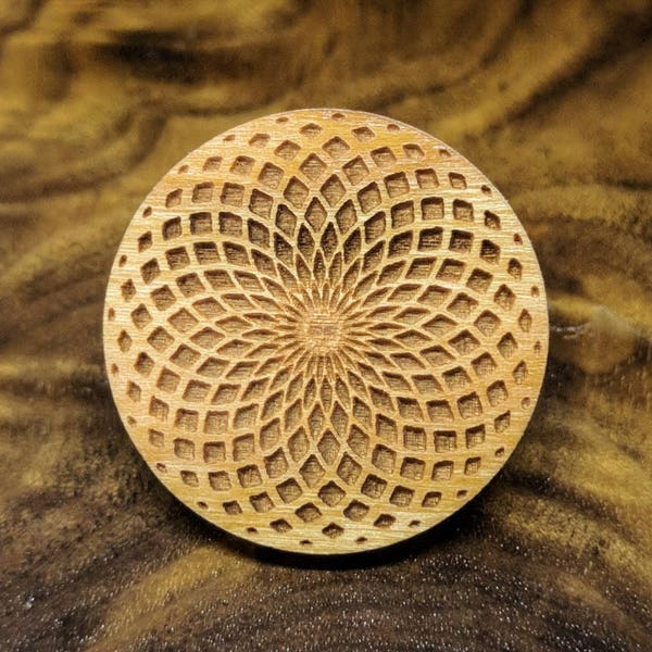 Tube Torus Fade Hardwood Hat Pin - Laser Cut Exotic Wood Wooden Sacred Geometry Symbol Conscious Meditative Art