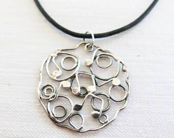 Round Notes Necklace Sterling Silver
