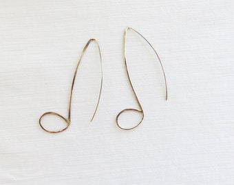 Long Note Earrings Sterling Silver