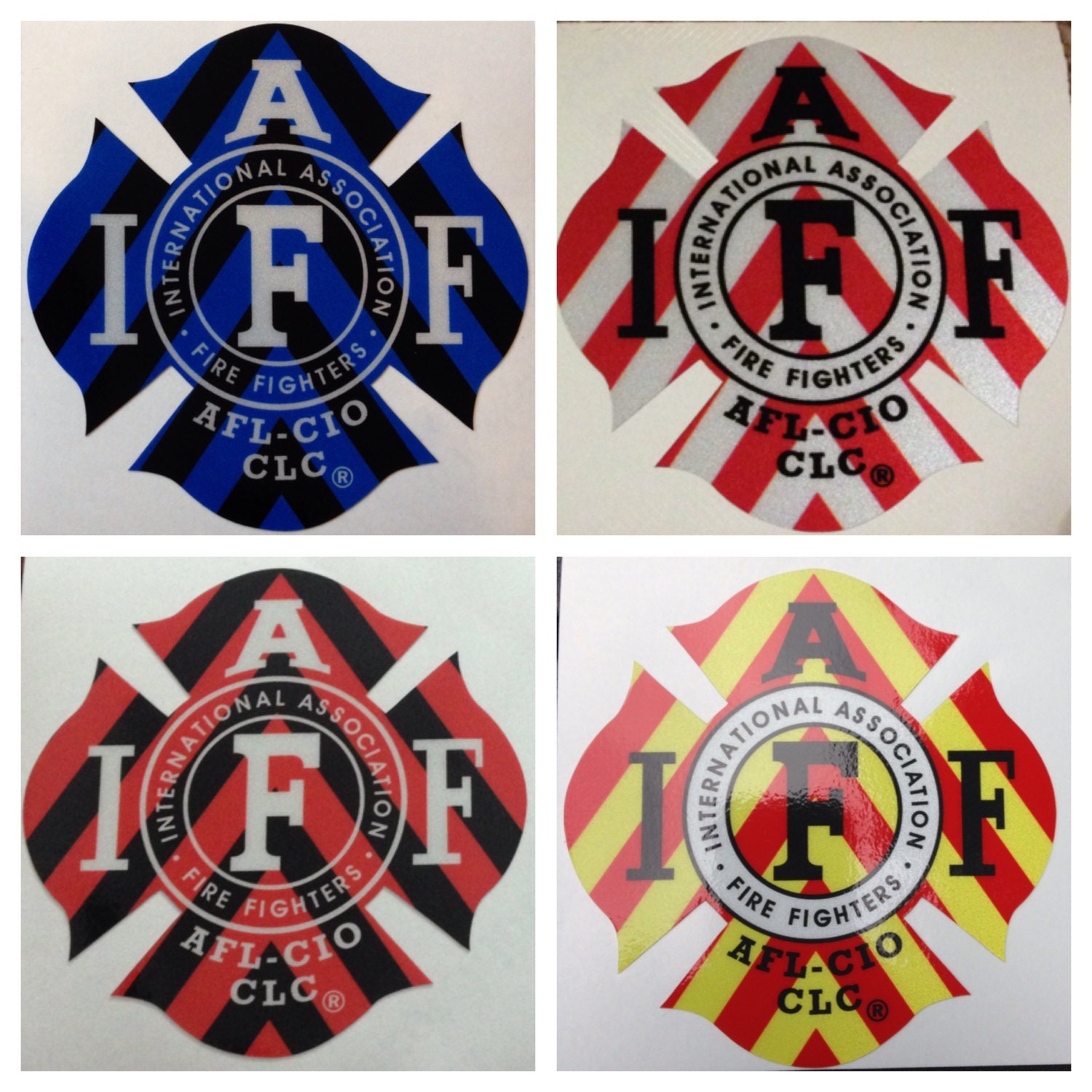RED/YELLOW IAFF Firefighter Union Chevron Reflective 3M Sticker Decal 4" RED/YELLOW IAFF Firefighter Union Chevron Reflective 3M Sticker Decal 4"