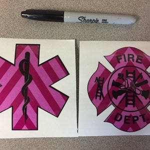 Adesivo refletivo Chevron para bombeiros, bombeiros, EMT, EMS, paramédico, conscientização sobre câncer de mama, rosa