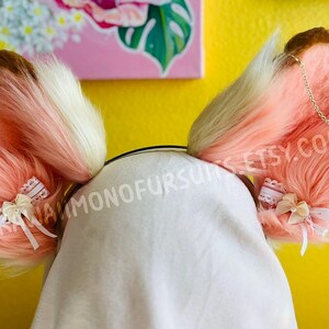 Pink Fluffy Animal Ears Headband: Adjustable Costume Ears