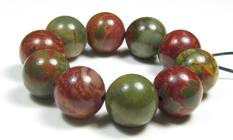 #WB7066 12mm Lovely Red Cherry Creek Picasso Jasper Round Bead 10 beads