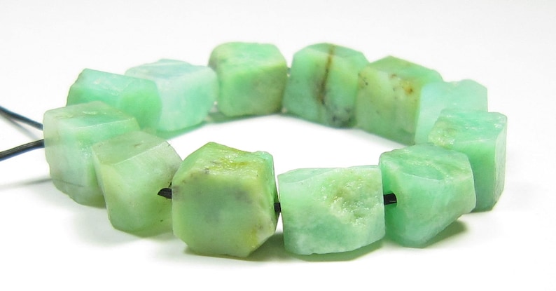 bead length #JL8063 6~8mm Australian Chrysoprase Rough Cut Irregular Bead 12 beads