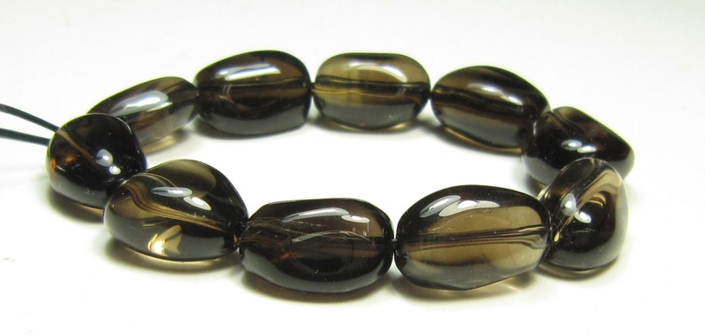 #SJ20585 - Smoky Quartz Freeform Rough Cut Smooth Nuggets Bead bead length 14~15mm 10 beads