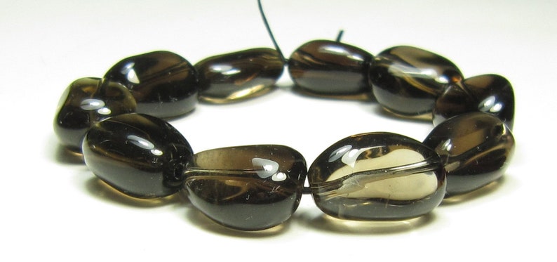 #SJ20585 - Smoky Quartz Freeform Rough Cut Smooth Nuggets Bead bead length 14~15mm 10 beads