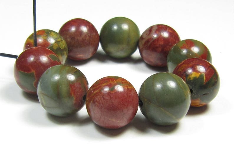 #WB7066 12mm Lovely Red Cherry Creek Picasso Jasper Round Bead 10 beads