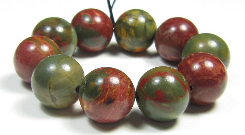 #WB7066 12mm Lovely Red Cherry Creek Picasso Jasper Round Bead 10 beads